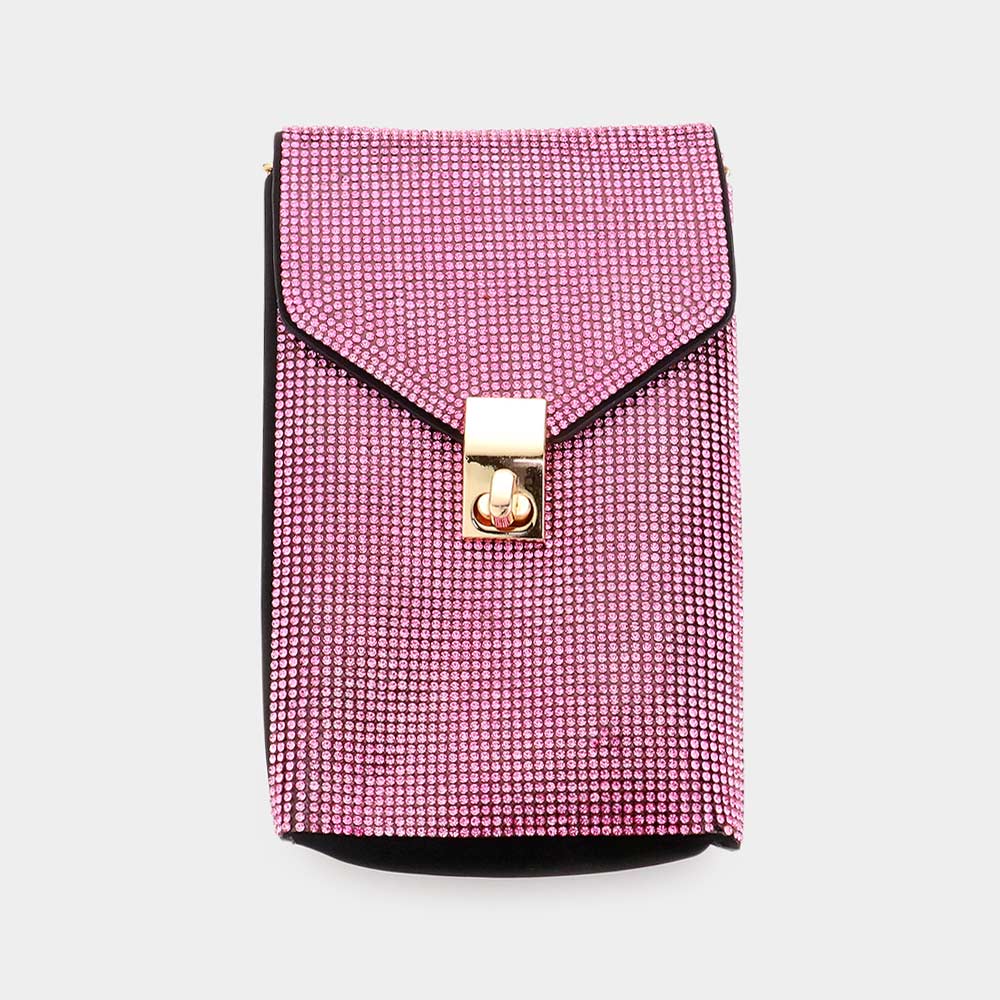 Bling Studded Rectangle Flap Crossbody Cellphone Bag