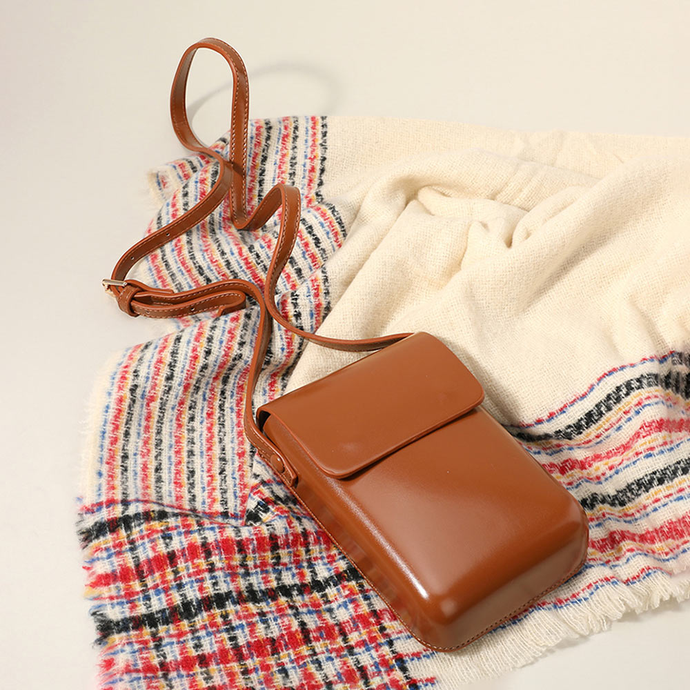 Solid Faux Leather Small Crossbody Bag / Phone Pouch Bag