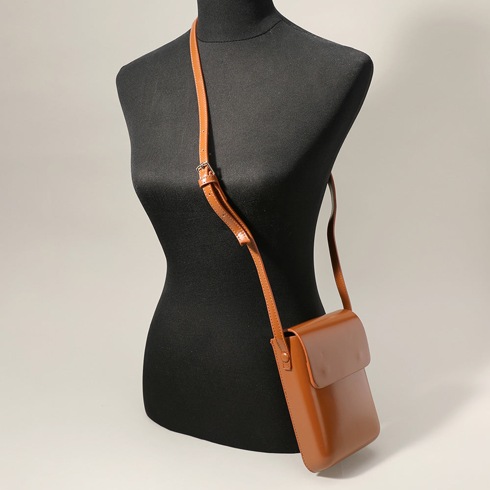 Solid Faux Leather Small Crossbody Bag / Phone Pouch Bag