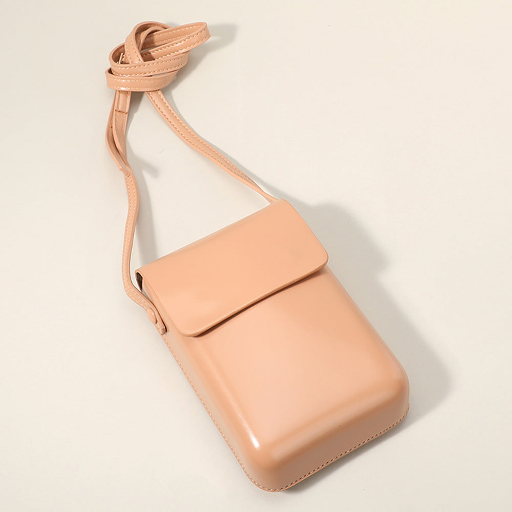 Solid Faux Leather Small Crossbody Bag / Phone Pouch Bag