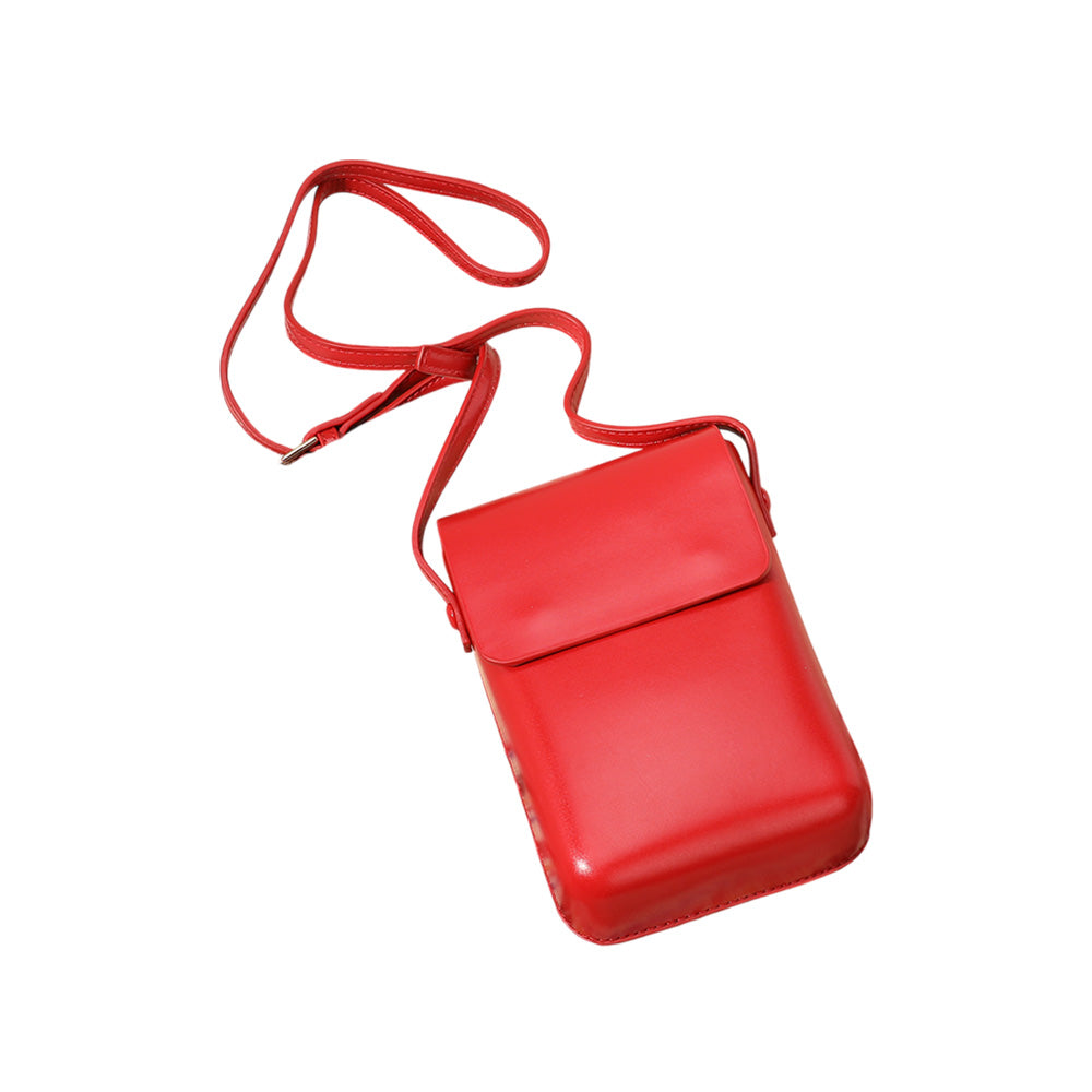 Solid Faux Leather Small Crossbody Bag / Phone Pouch Bag