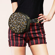 Leopard Patterned Bling Round Fanny Pack / Belt / Crossbody Bag