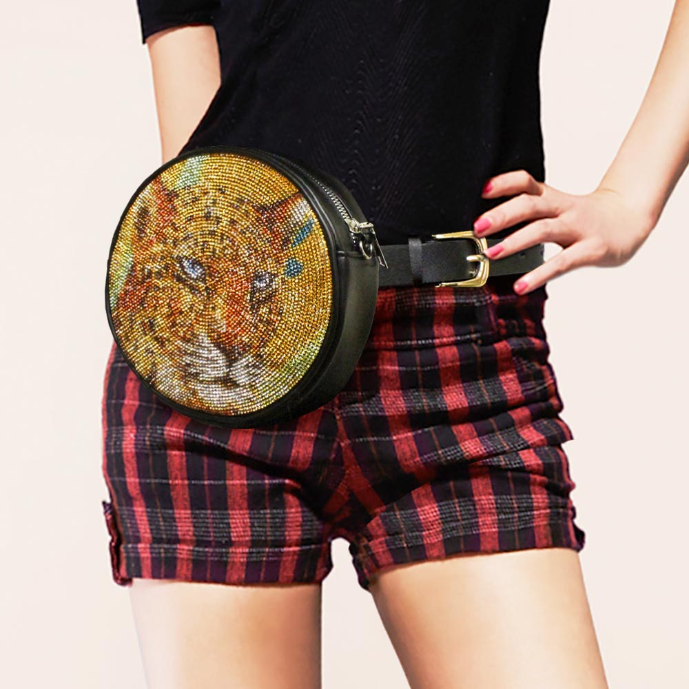 Bling Tiger Round Fanny Pack / Belt / Crossbody Bag