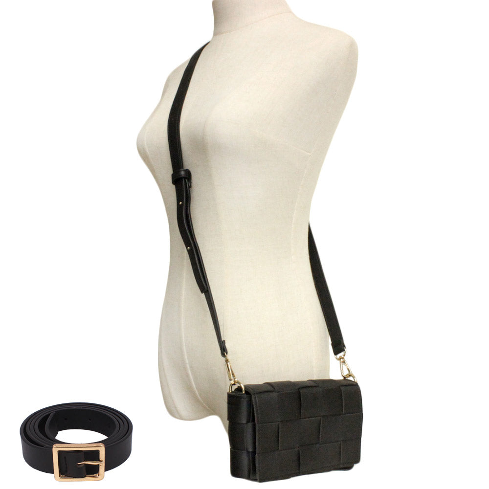 Faux Leather Woven Crossbody / Fanny Pack / Belt Bag