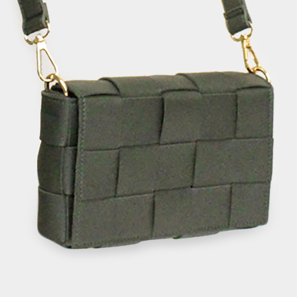 Faux Leather Woven Crossbody / Fanny Pack / Belt Bag