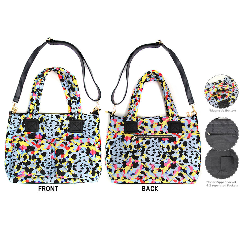 Animal Print Puffer Tote Bag