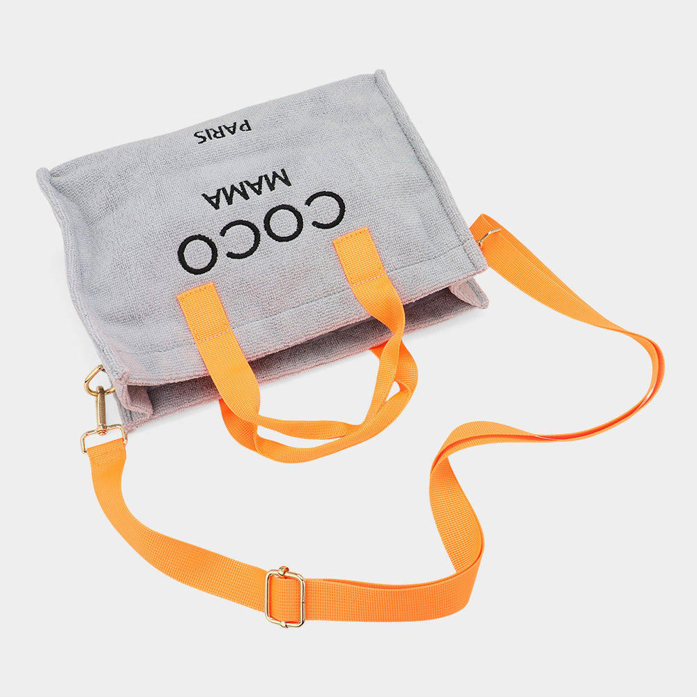 COCO MAMA Message Pointed Terry Small Tote Bag / Crossbody Bag