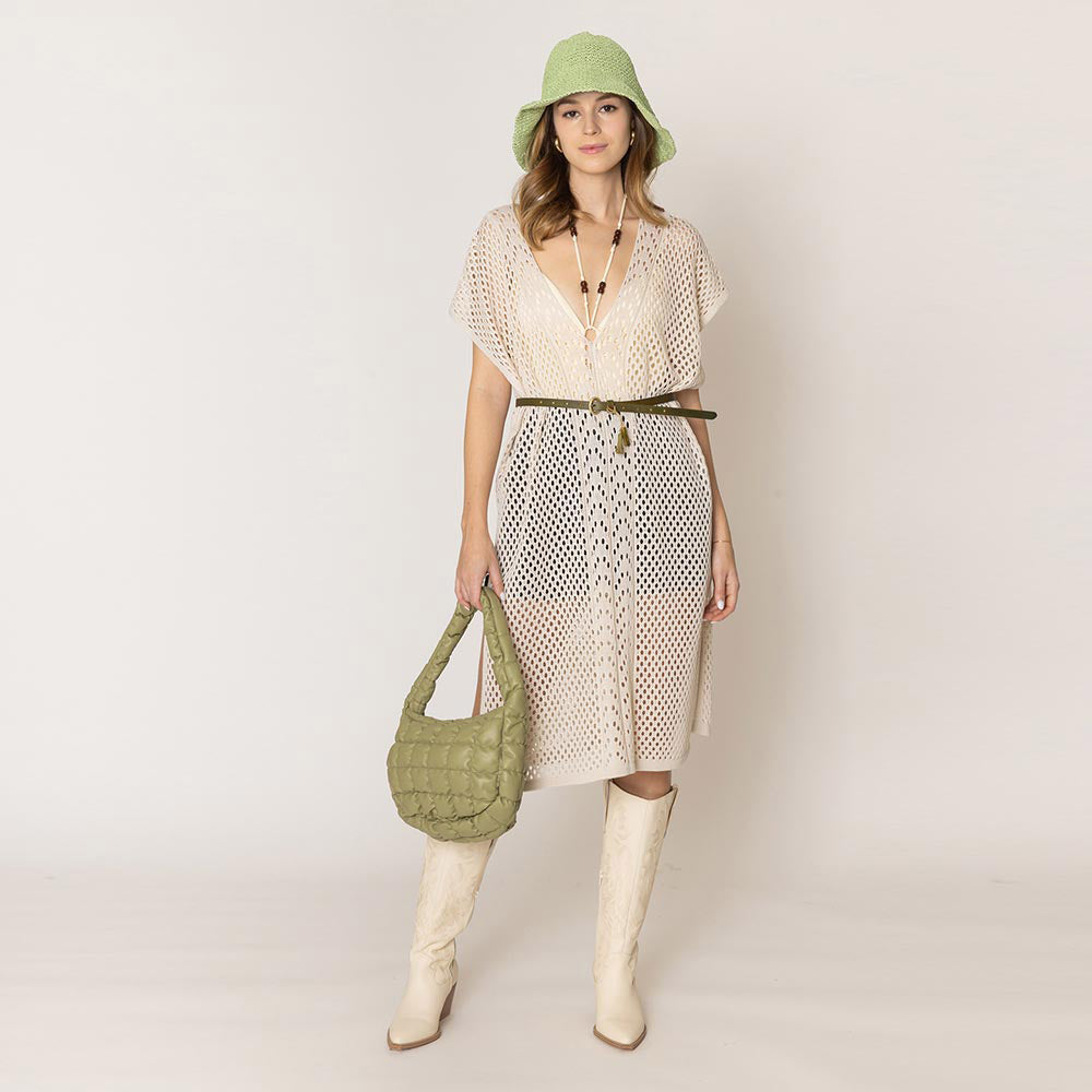 Faux Leather Quilted Puffer Shoulder Cloud Bag