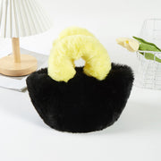 Two Tone Faux Fur Micro Tote Crossbody Bag
