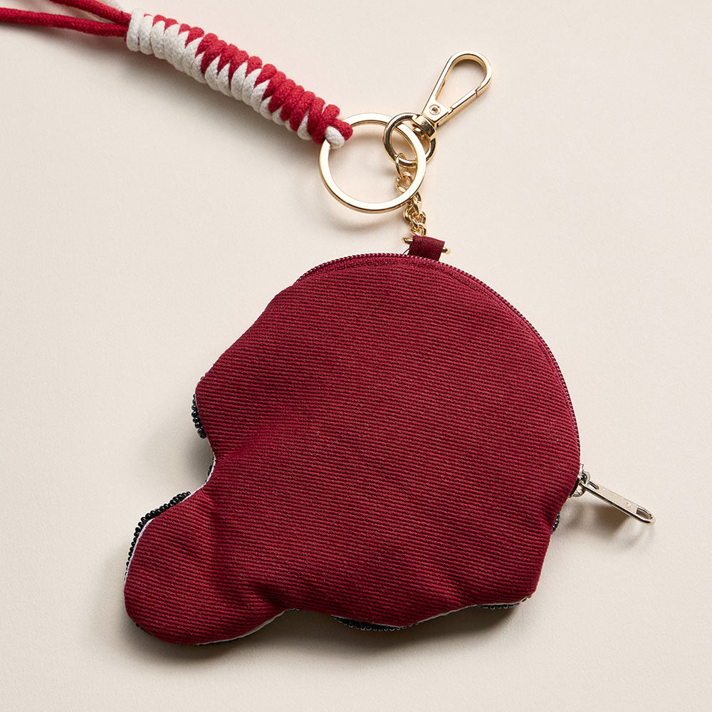 ALABAMA GAME DAY Football Helmet Sequin Seed Beaded Knot Keychain Mini Pouch Bag