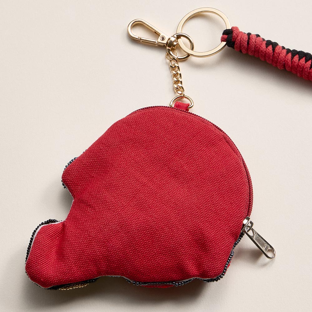 GEORGIA GAME DAY Football Helmet Sequin Seed Beaded Knot Keychain Mini Pouch Bag