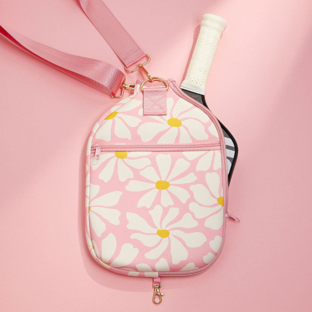 Daisy Flower Pattern Neoprene  Pickleball Paddle Case Bag