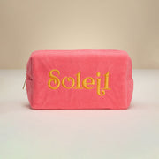 SOLEIL Message Embroidered Cosmetic Pouch Bag / Organizer