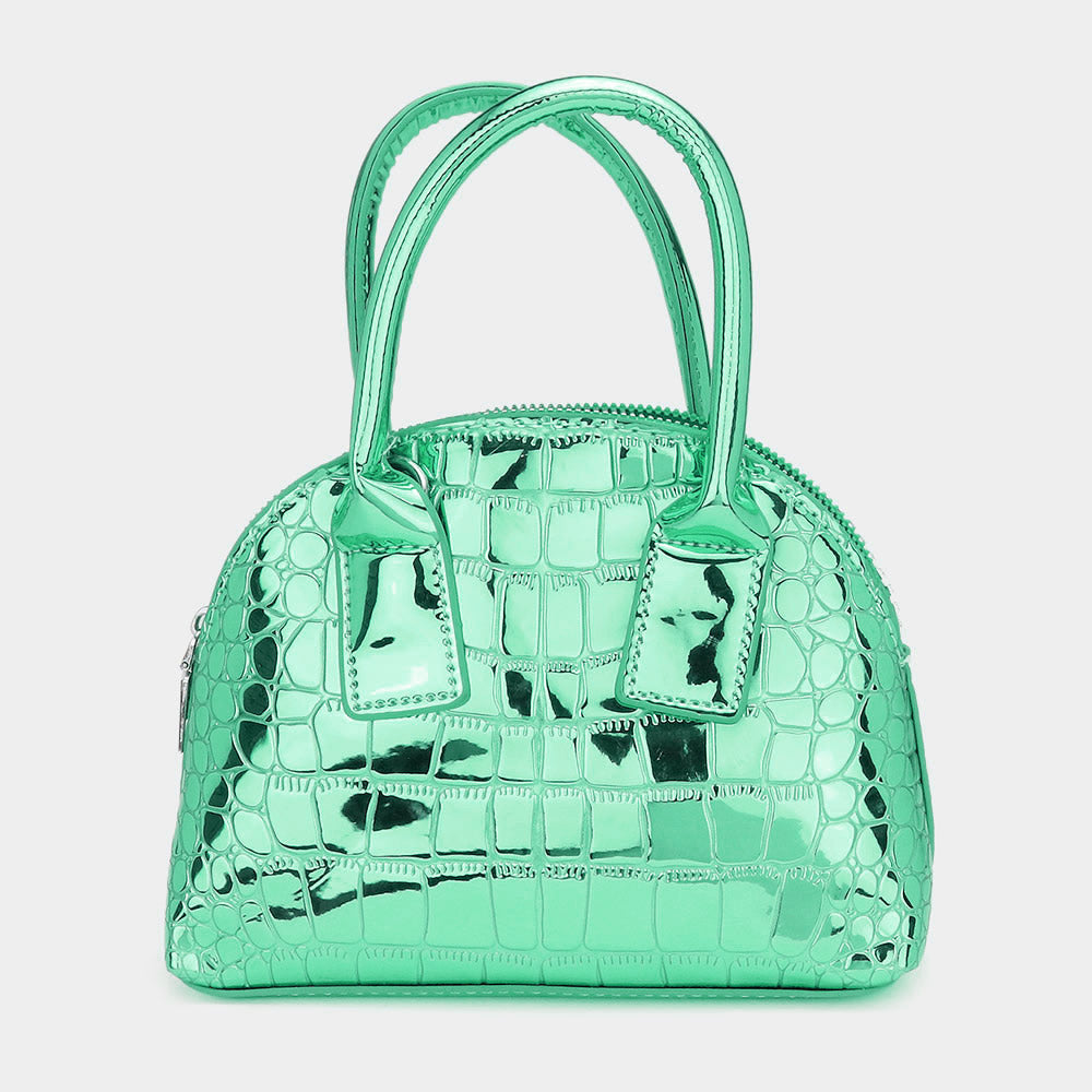 Rhinestone Embellished Metallic Tote / Crossbody Bag