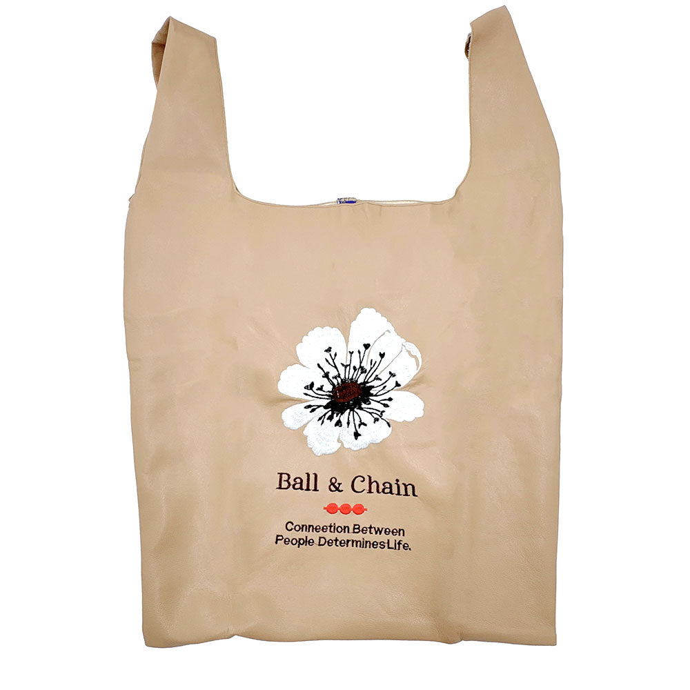 Faux Leather Flower Message Printed Tote Bag