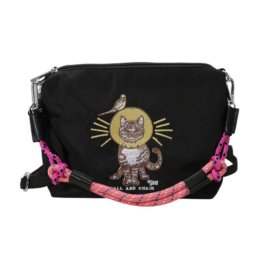 Cat Character Embroidered Shoulder Bag