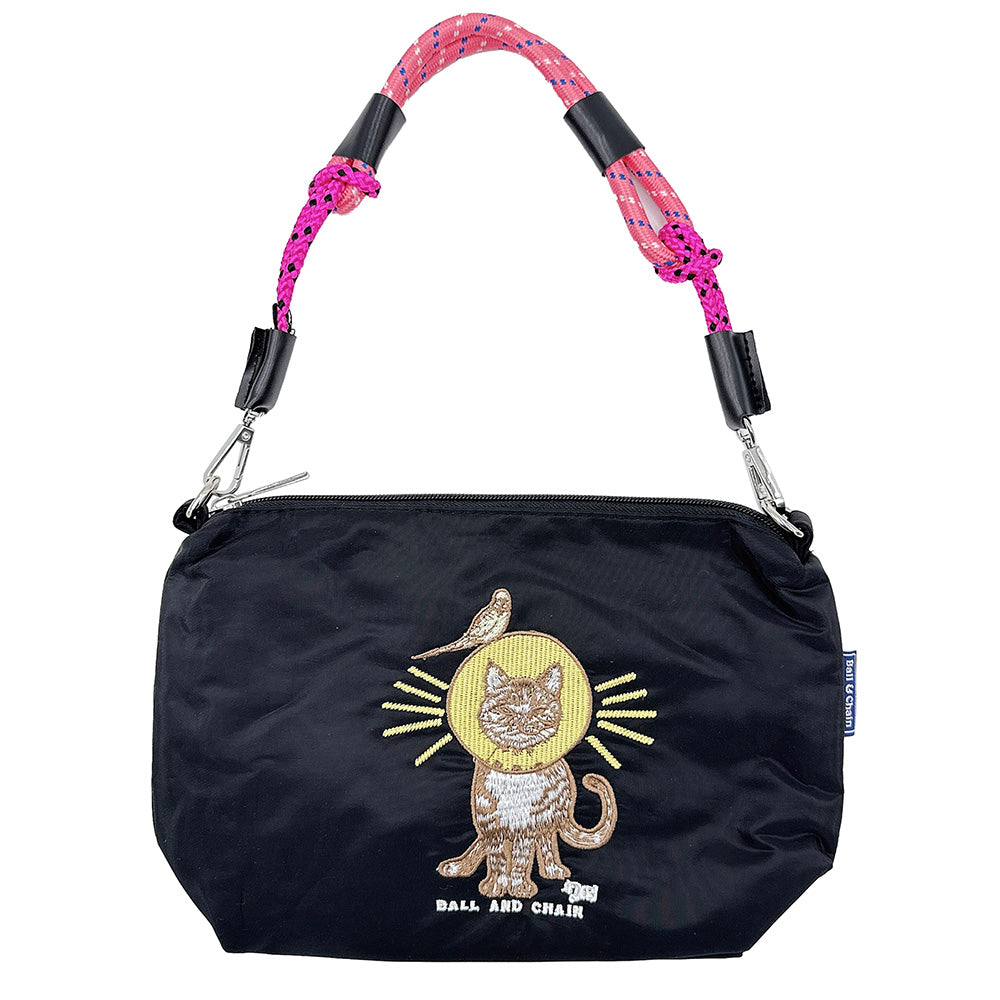 Cat Character Embroidered Shoulder Bag