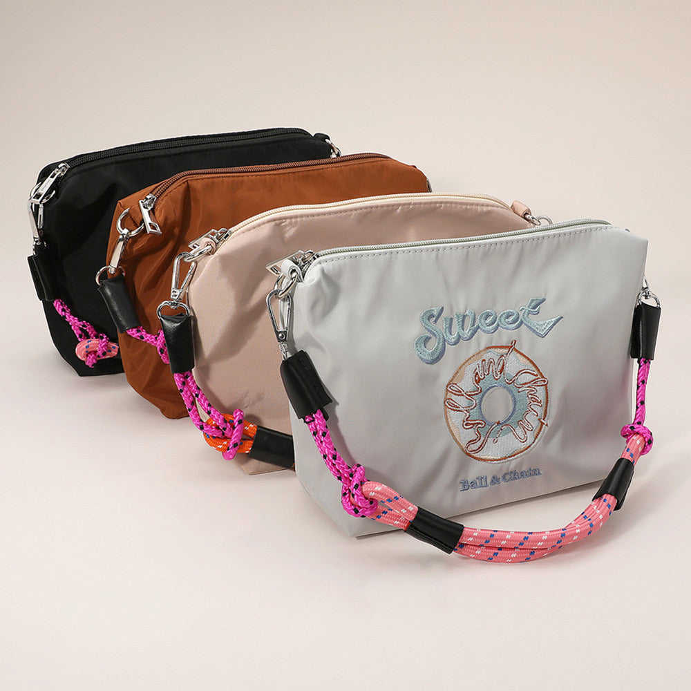 Sweet Message Donut Embroidered Shoulder Bag