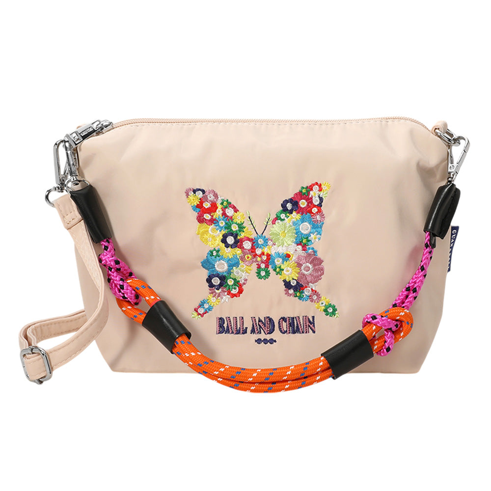 Flower Butterfly Embroidered Character Shoulder Bag