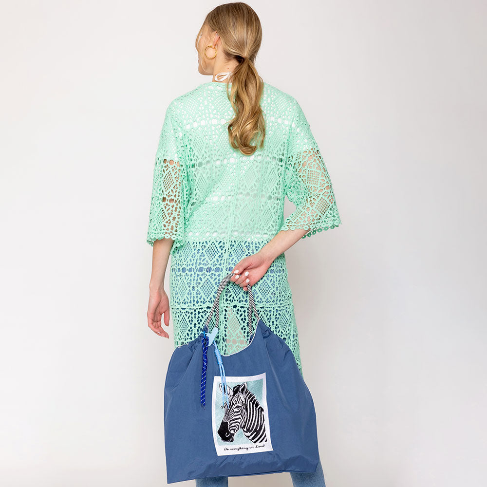 Embroidered Zebra Rope Nylon Tote Bag