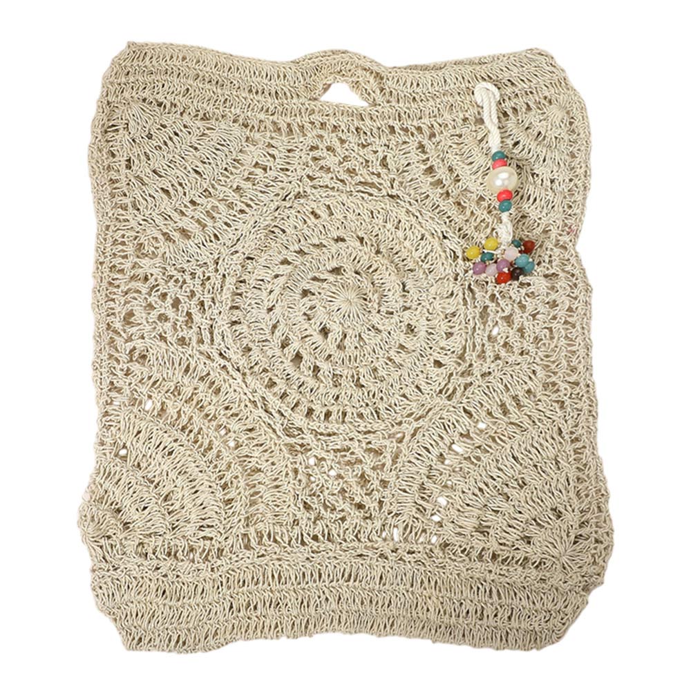 Crochet Pearl Bead Cluster Charm Tote Bags