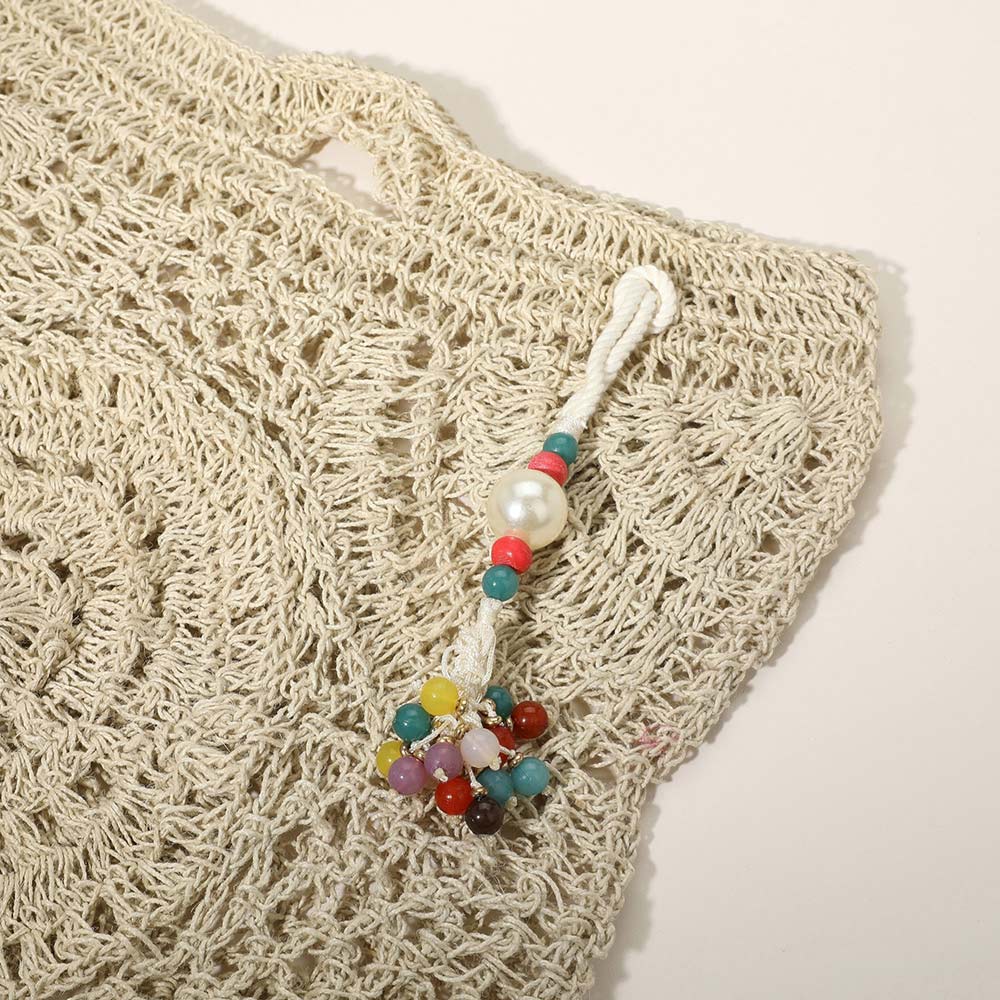 Crochet Pearl Bead Cluster Charm Tote Bags