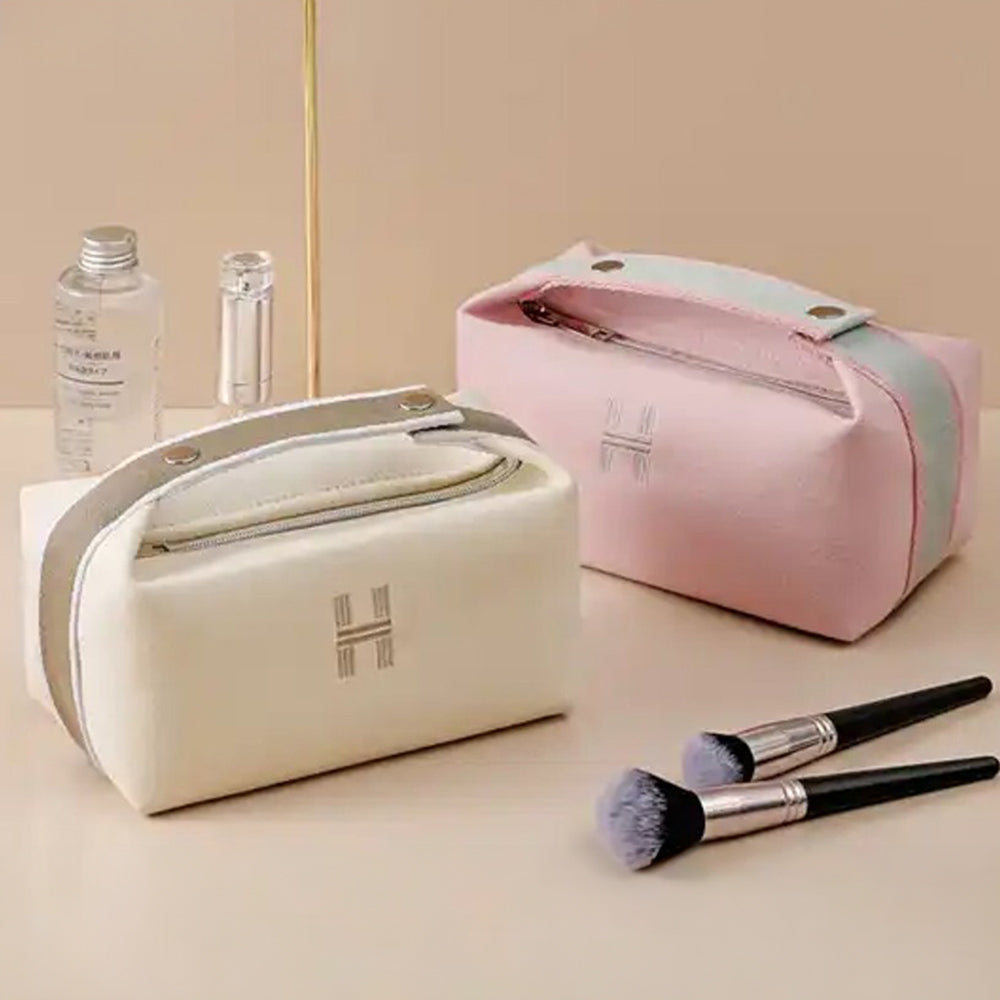 Initial H Pointed Canvas Portable Makeup Pouch Bag