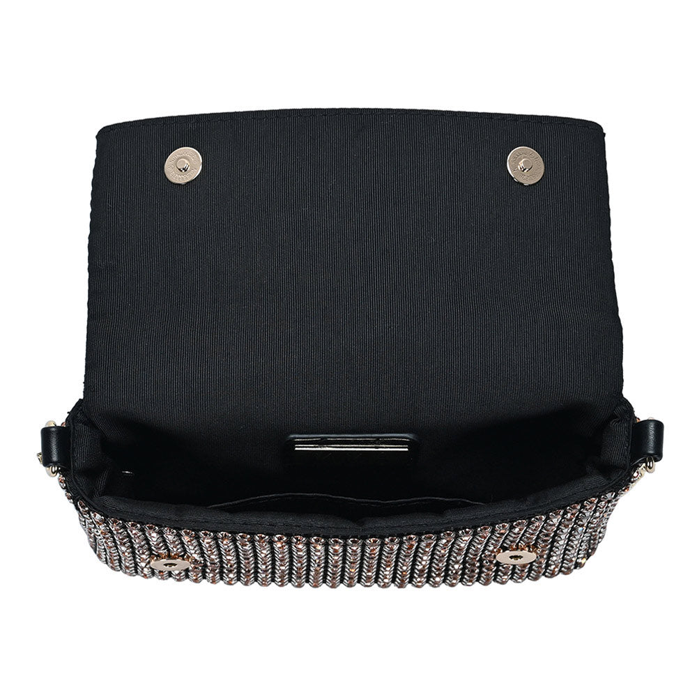Round Stone Embellished Crossbody Bag