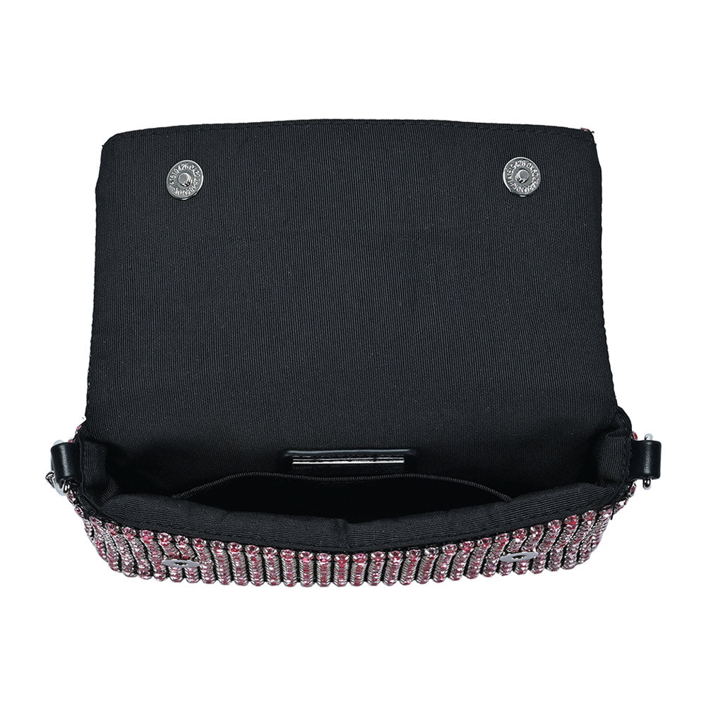 Round Stone Embellished Crossbody Bag