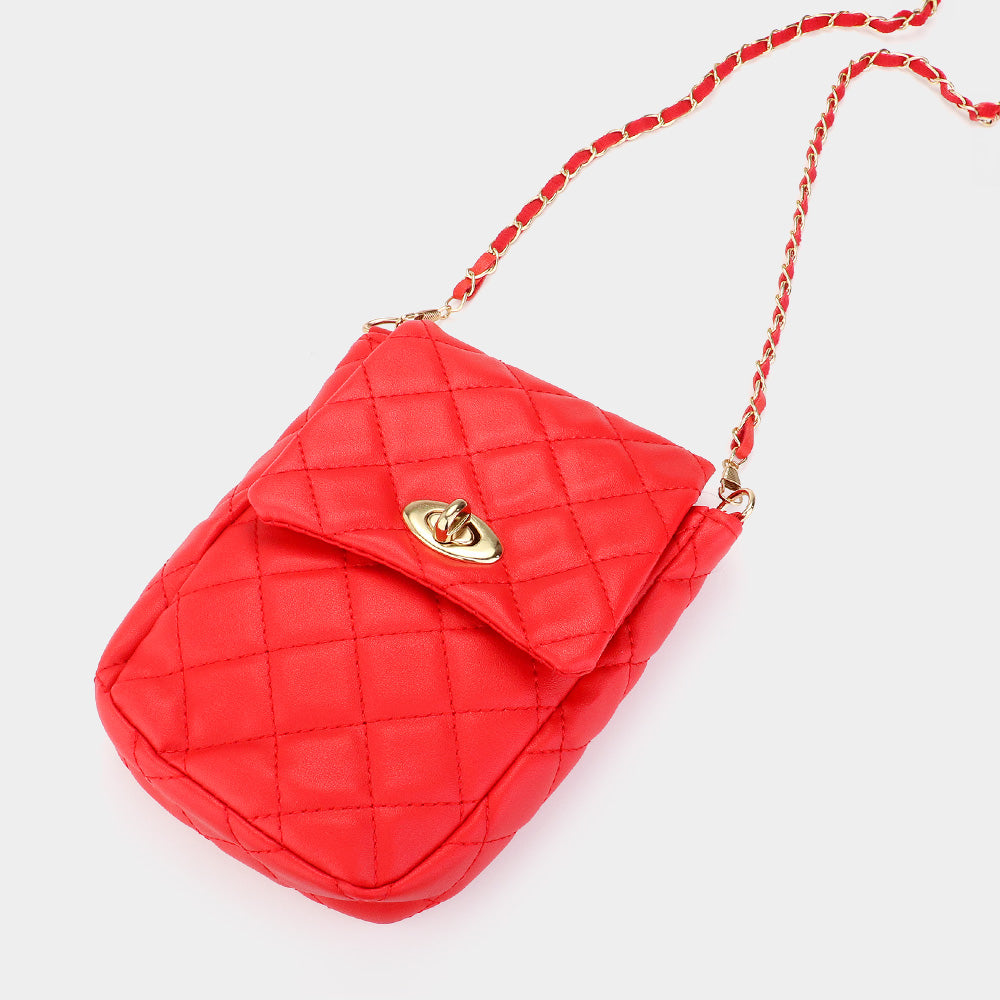 Faux Leather Quilted Mini Crossbody Bag