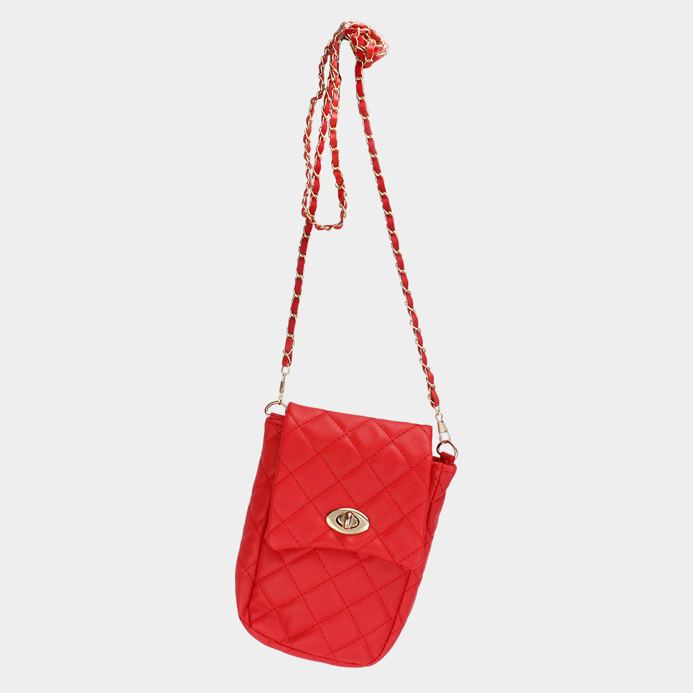 Faux Leather Quilted Mini Crossbody Bag