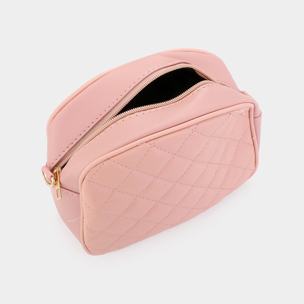 Faux Leather Quilted Crossbody Bag