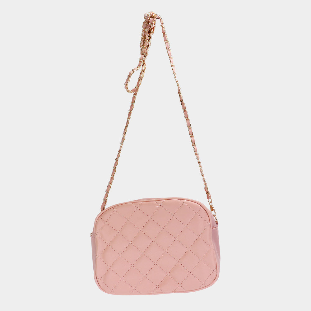Faux Leather Quilted Crossbody Bag