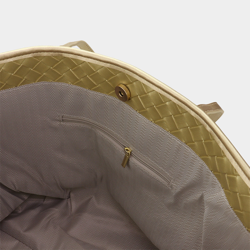 Faux Leather Weave Tote Bag