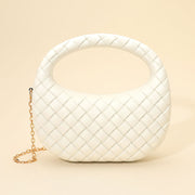 Hard Shell Braided Woven Top Handle Crossbody Handbag