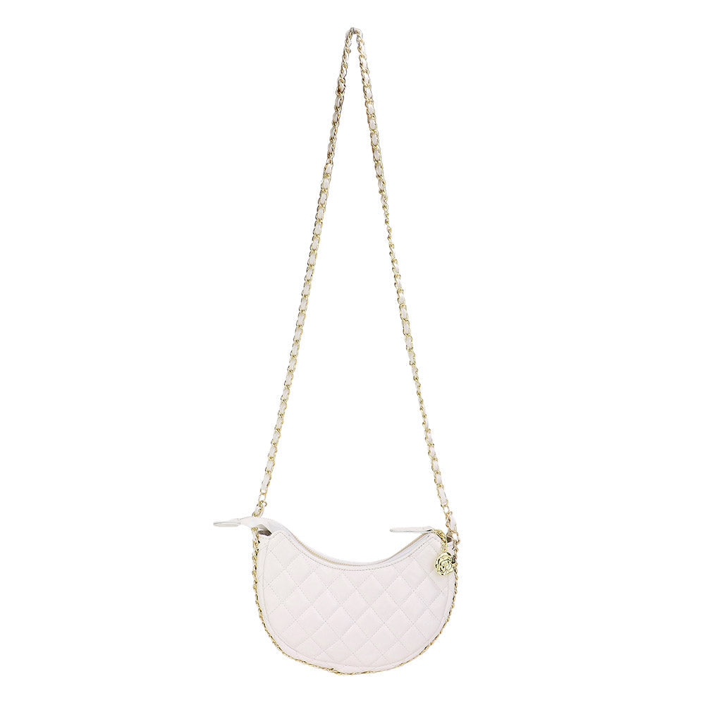 Faux Leather Quilted Chain Strap Crossbody Bag