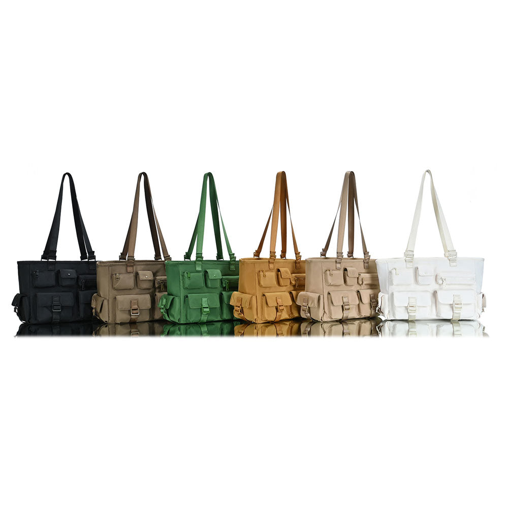 Multi Pocket Utility Shoulder Tote Bag