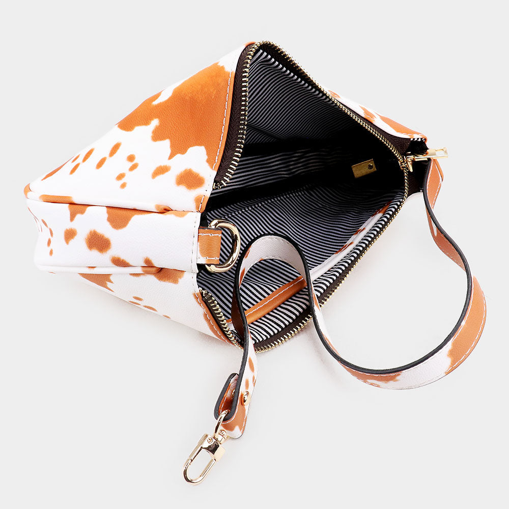 Cow Pattern Faux Leather Shoulder Bag