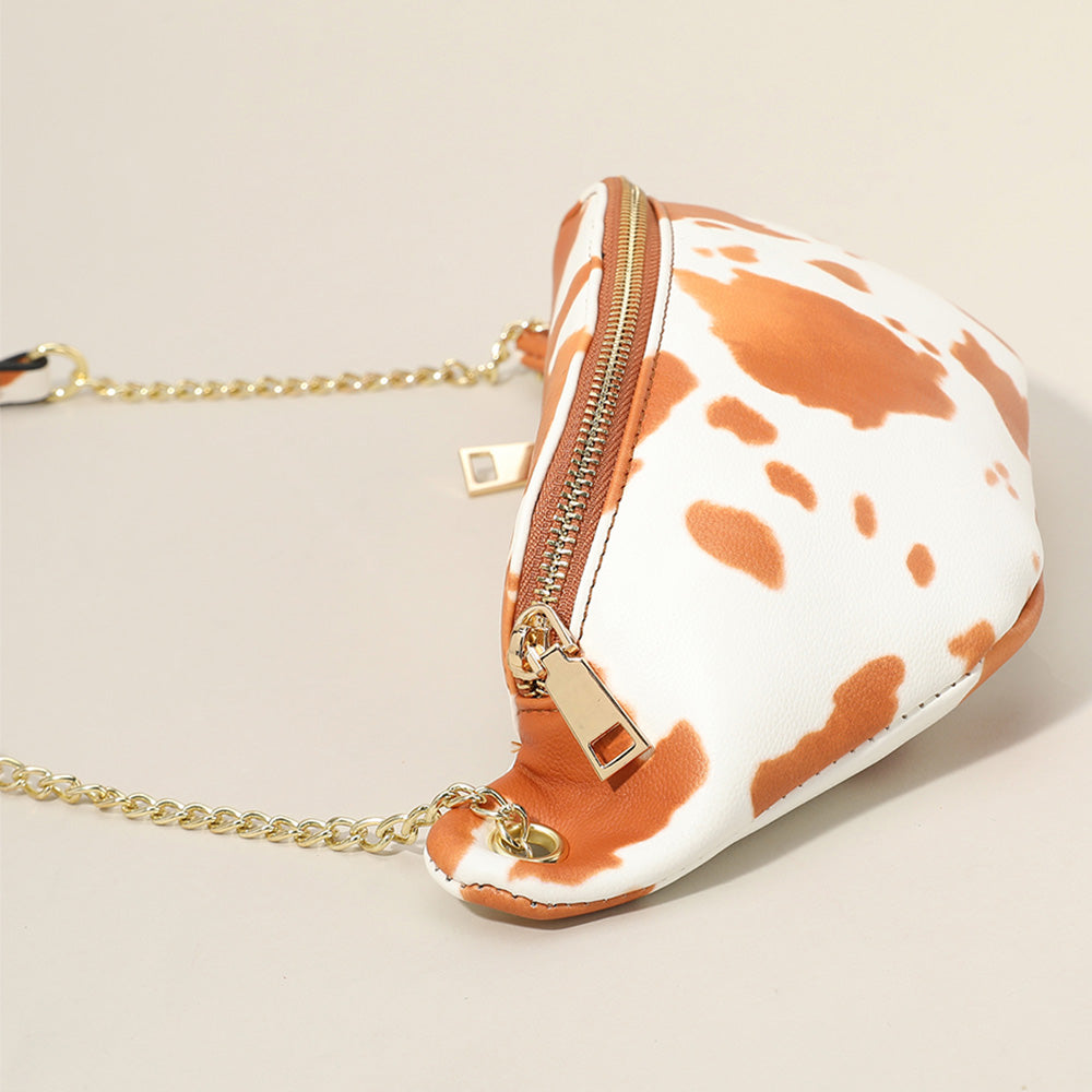 Leopard Patterned Faux Leather Crossbody Bag