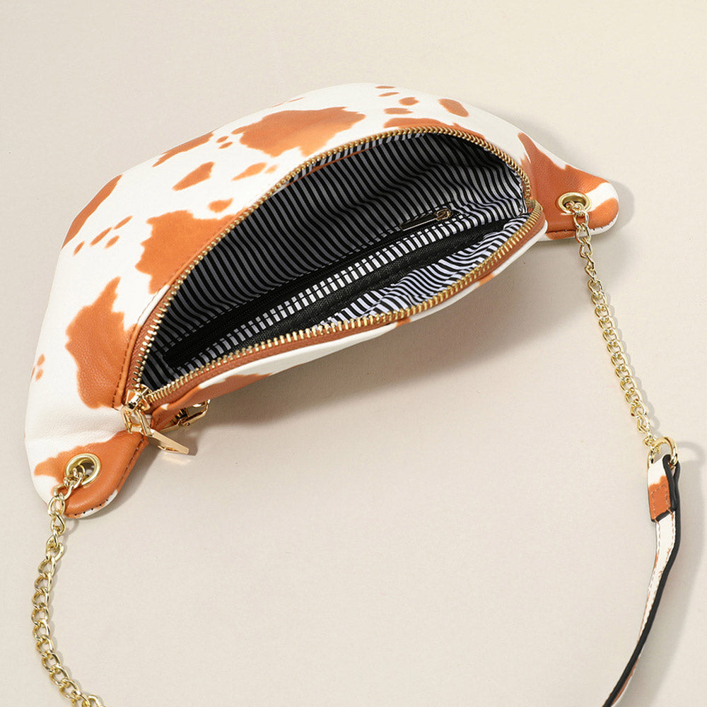 Leopard Patterned Faux Leather Crossbody Bag