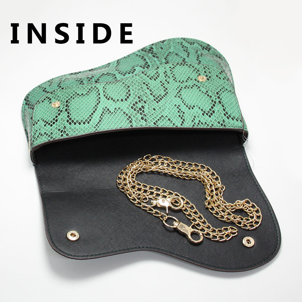 Snake Skin Patterned Faux Leather Clutch / Crossbody Bag