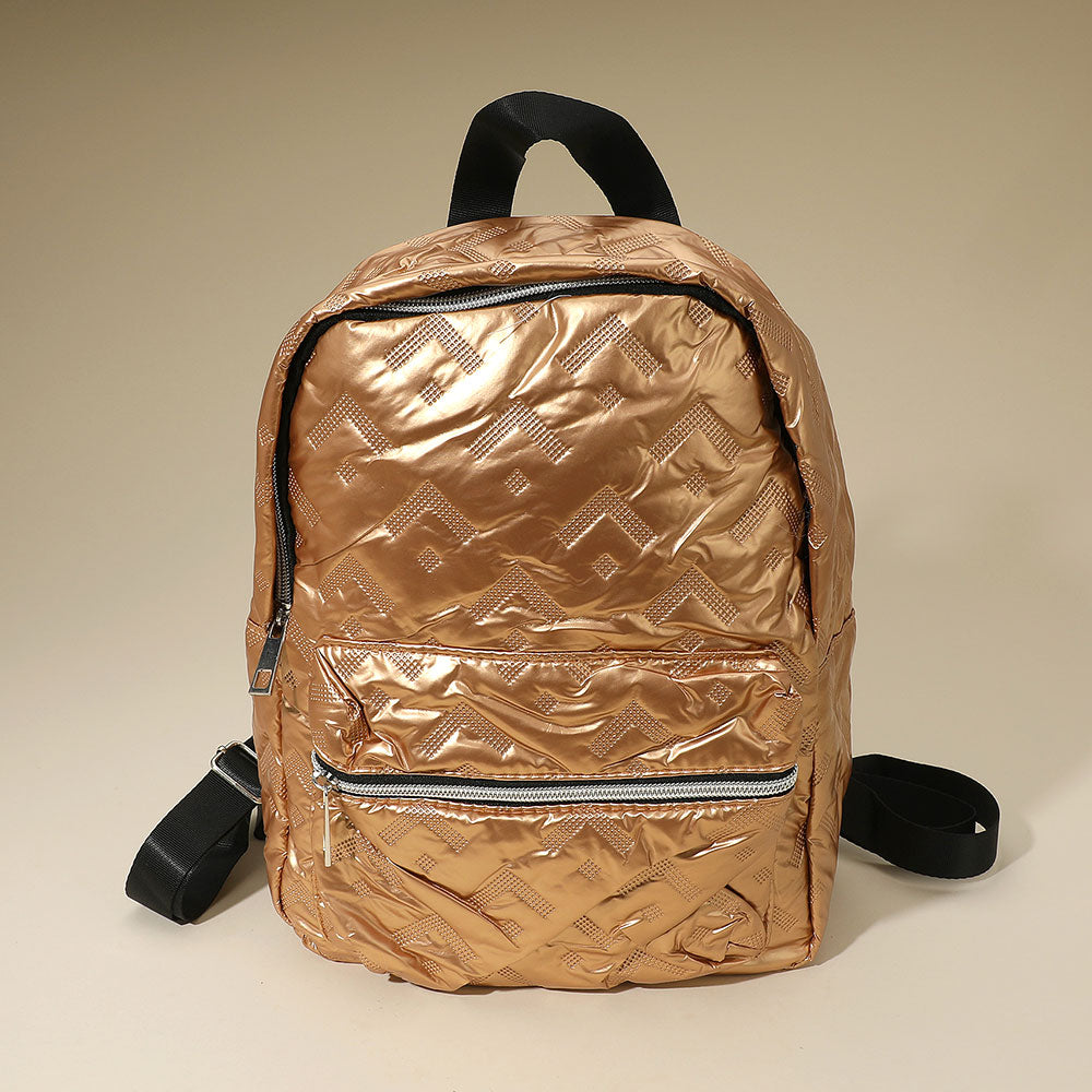 Shiny Quilted Everyday Backpack Bag