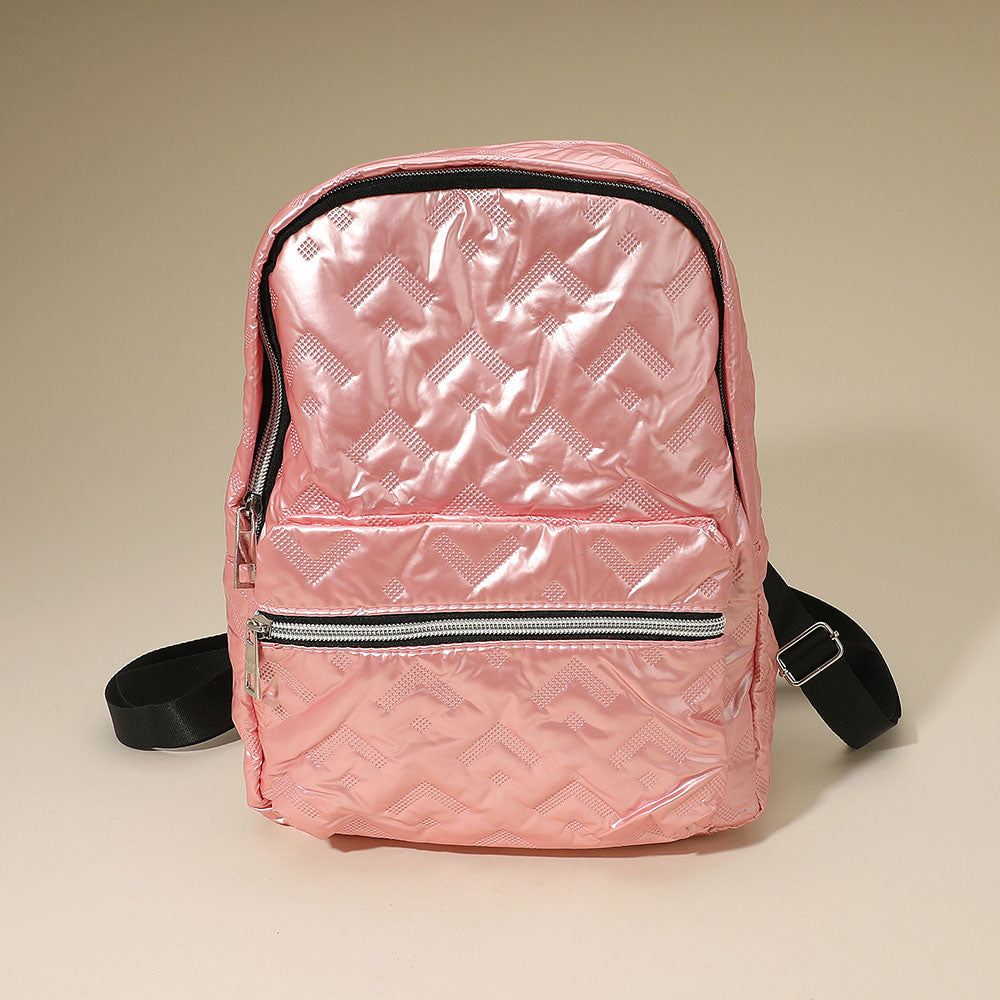 Shiny Quilted Everyday Backpack Bag
