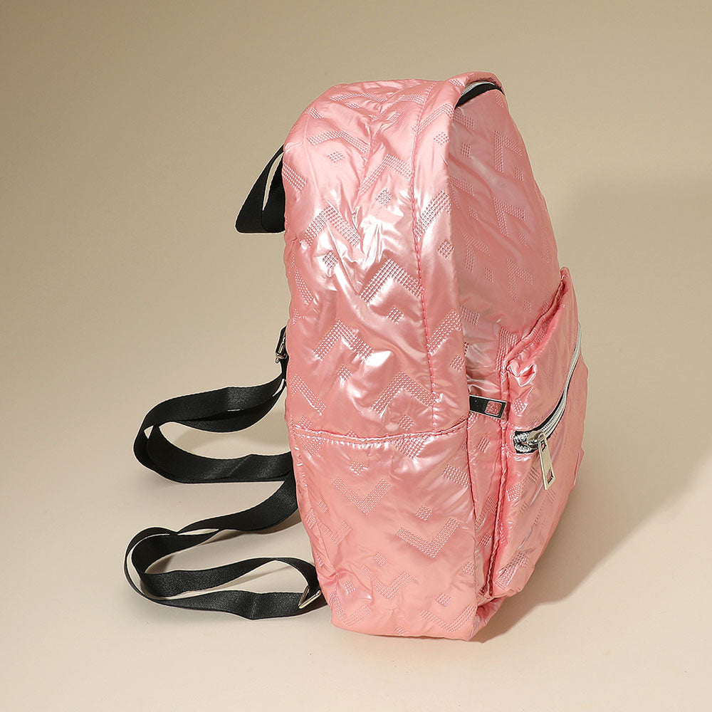 Shiny Quilted Everyday Backpack Bag