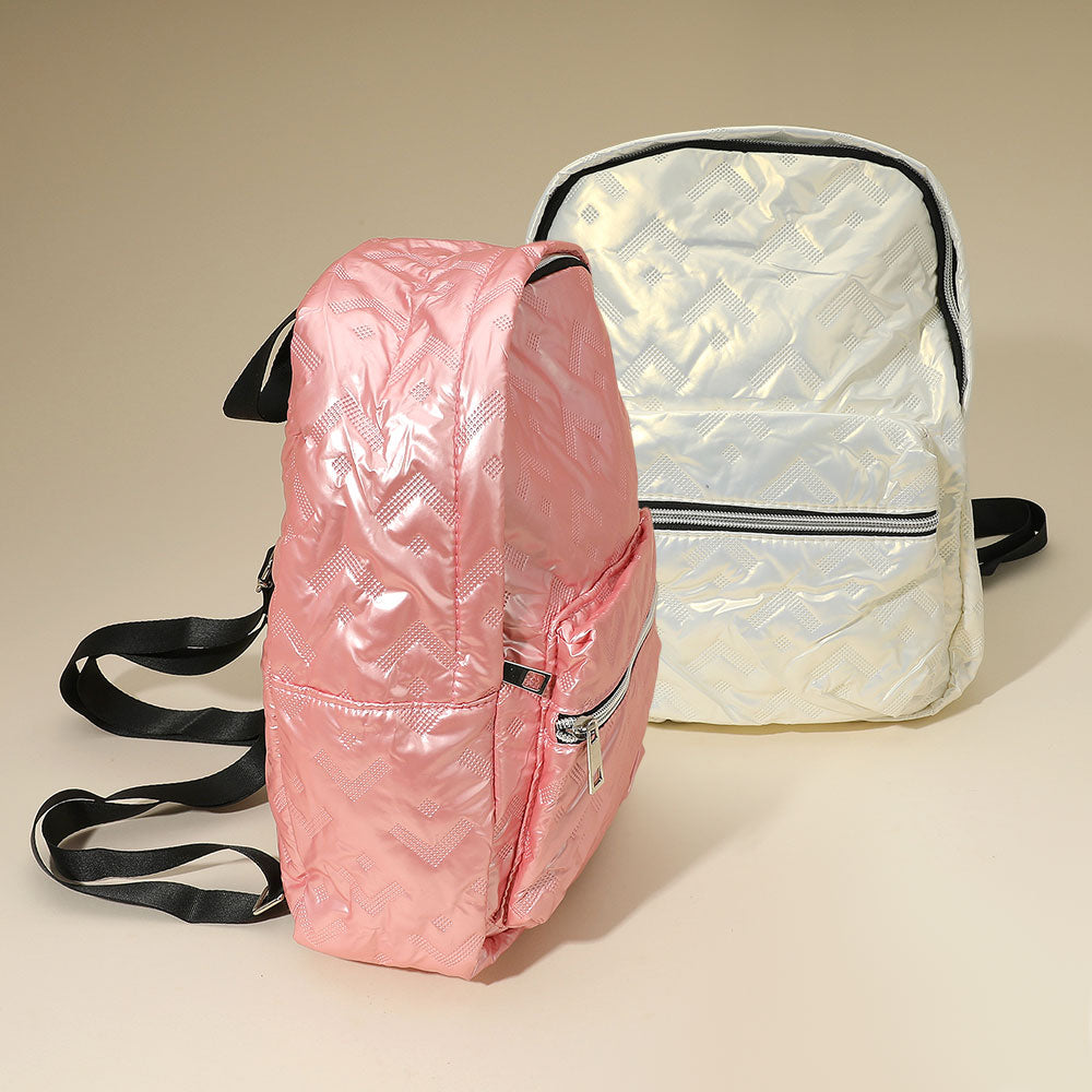 Shiny Quilted Everyday Backpack Bag