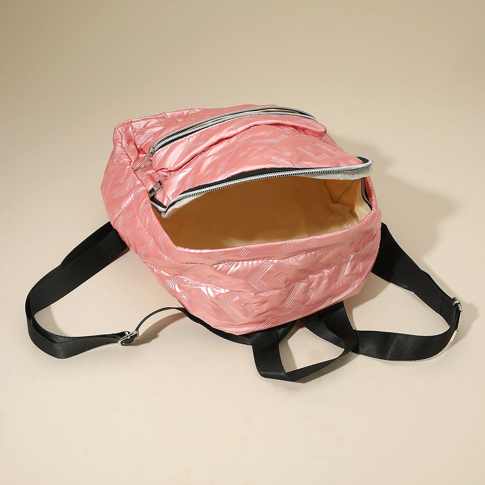 Shiny Quilted Everyday Backpack Bag