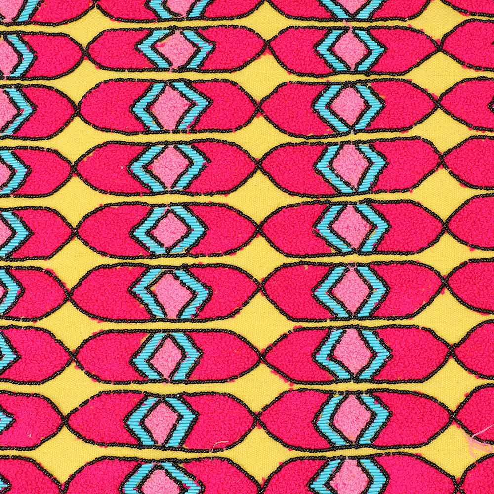 Boho Geometric Pattern Wooden Handle Tote / Crossbody Bag