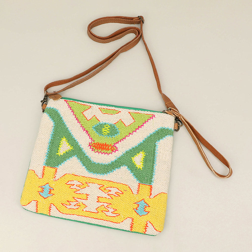 Boho Geometric Pattern Embroidered Crossbody Bag / Clutch Bag