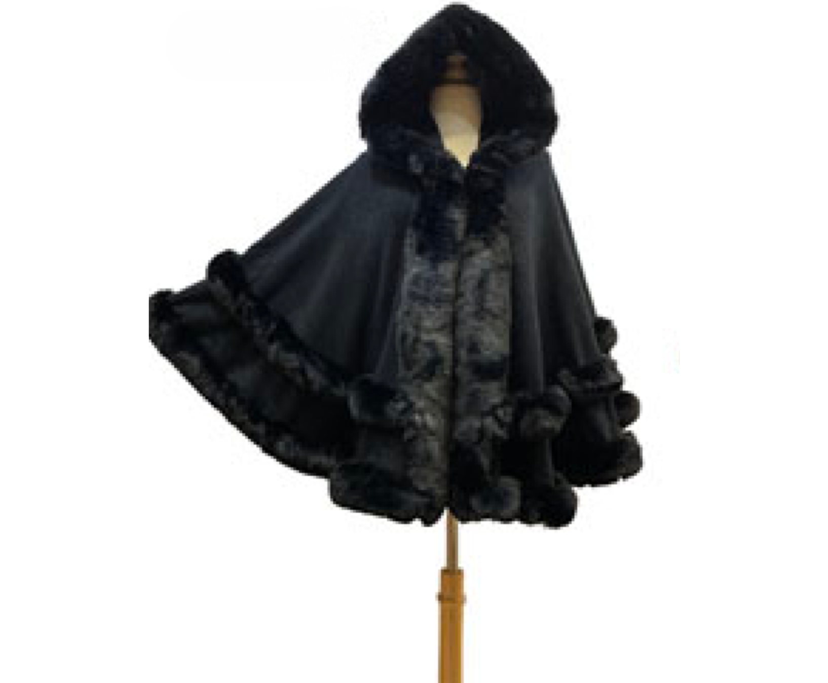Elegant Faux Fur Trim Knit Poncho Ruana