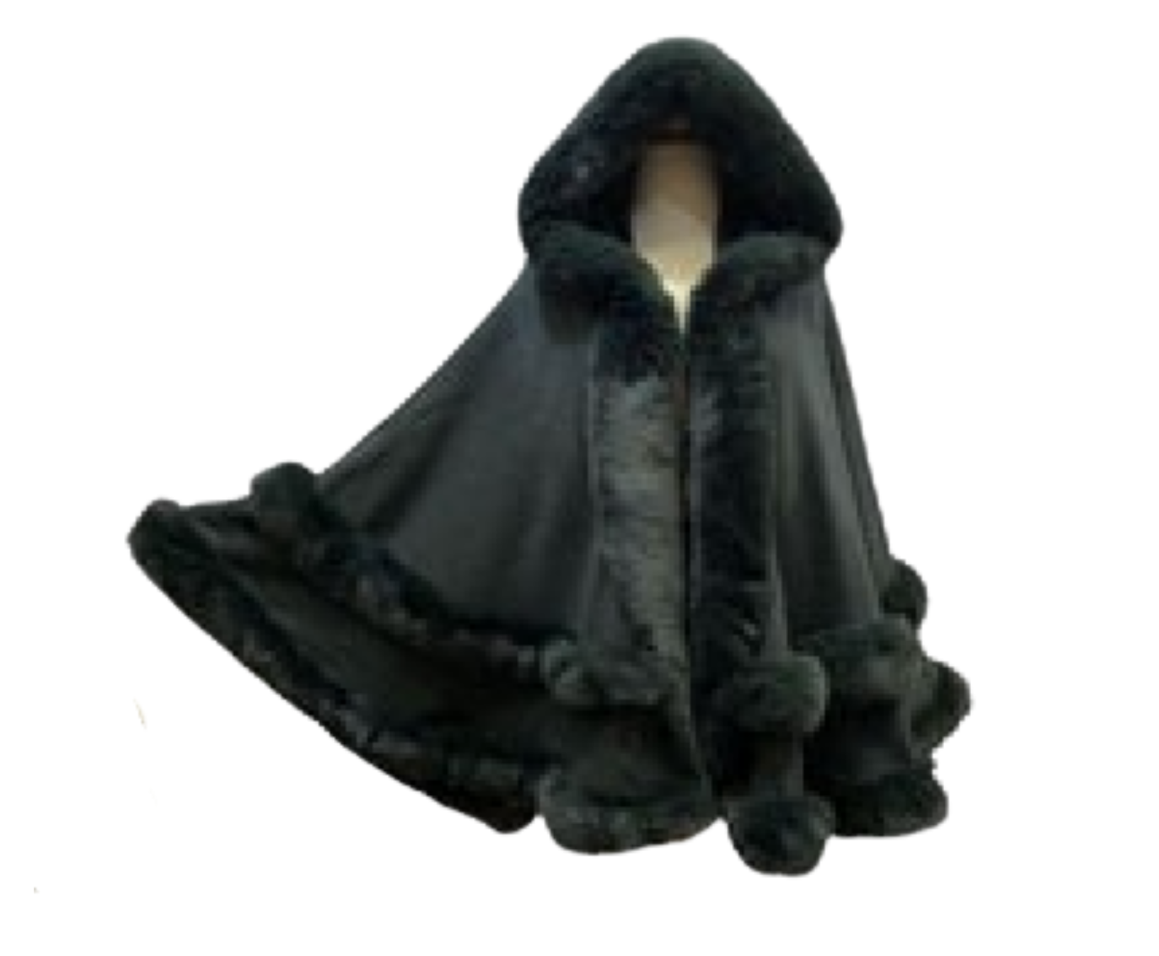 Elegant Faux Fur Trim Knit Poncho Ruana